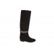 Woman's boot with chain in black suede heel 1 - Available sizes:  32, 33