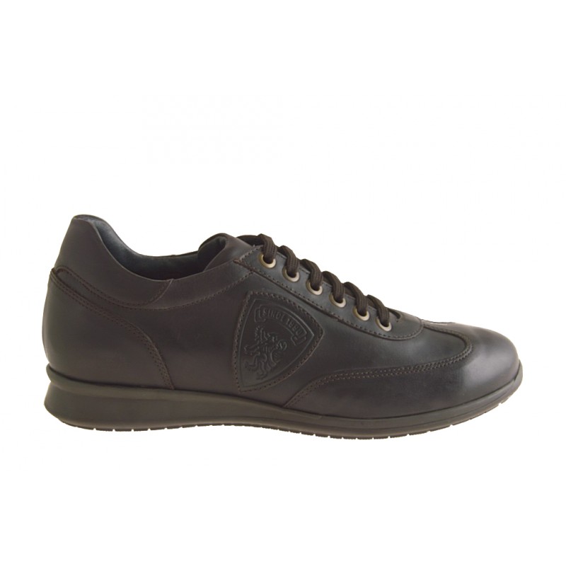 Scarpa chiusa stringata in pelle marrone scuro -  