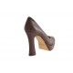 Decolté da donna con borchie con plateau in pelle marrone tacco 10 - Misure disponibili: 42