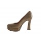 Decolté da donna con borchie con plateau in pelle taupe tacco 10 - Misure disponibili: 42