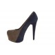 Decolté con plateau in camoscio blu e taupe tacco 15 - Misure disponibili: 42
