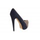 Decoltè con plateau in camoscio taupe+blu -  