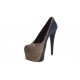 Decoltè con plateau in camoscio taupe+blu -  
