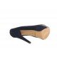 Decoltè con plateau in camoscio taupe+blu -  