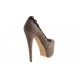 Decolté con plateau in camoscio taupe e nero tacco 15 - Misure disponibili: 42