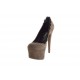 Decolté con plateau in camoscio taupe e nero tacco 15 - Misure disponibili: 42