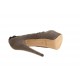 Decolté con plateau in camoscio taupe e nero tacco 15 - Misure disponibili: 42