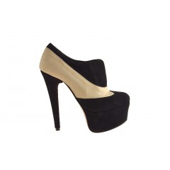 Chaussure à plateforme en daim noir et beige talon 15 - Pointures disponibles:  42