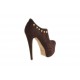 Chaussure à plateforme avec goujons et fermeture éclair en daim marron talon 15 - Pointures disponibles:  42