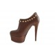 Chaussure à plateforme avec goujons et fermeture éclair en cuir marron talon 15 - Pointures disponibles:  42