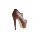 Chaussure à plateforme avec goujons et fermeture éclair en cuir marron talon 15 - Pointures disponibles:  42
