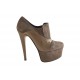 Chaussure à plateforme avec elastiques en daim et cuir verni beis talon 15 - Pointures disponibles:  42