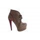 Stivaletto stringato con plateau in camoscio taupe+fuxia -  