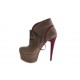 Stivaletto stringato con plateau in camoscio taupe+fuxia -  
