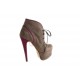 Stivaletto stringato con plateau in camoscio taupe+fuxia -  