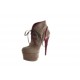 Stivaletto stringato con plateau in camoscio taupe+fuxia -  