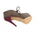 Stivaletto stringato con plateau in camoscio taupe+fuxia -  