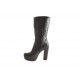 Stivale da donna con cerniera e plateau in pelle nera tacco 10 - Misure disponibili: 42