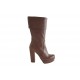 Bottes pour femmes avec fermeture éclair et plateforme en cuir marron talon 10
