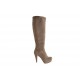 Bottes avec fermeture éclair et plateforme en daim beis talon 10
