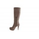 Stivale con cerniera e plateau in pelle taupe -  
