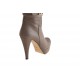 Stivale con cerniera e plateau in pelle taupe -  