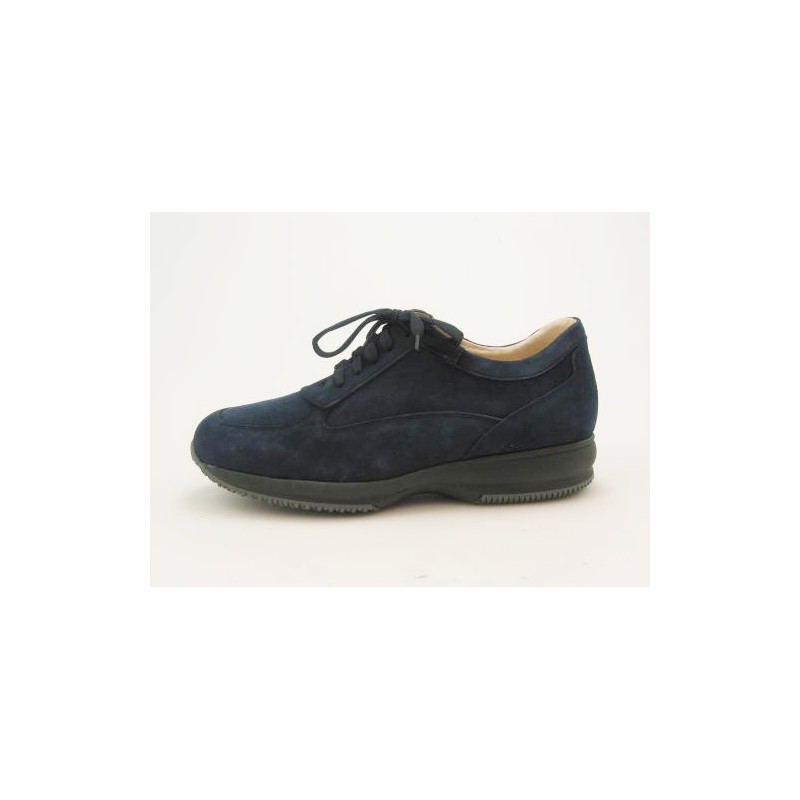 Zapato deportivo con cordones para hombre en gamuza de color azul oscuro - Tallas disponibles:  46