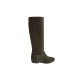 Woman's boot with zipper and buckle in green suede heel 1