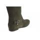 Woman's boot with zipper and buckle in green suede heel 1 - Available sizes:  32