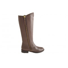Woman's boot with zipper in taupe brown leather heel 2 - Available sizes:  32