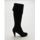 Damenstiefel mit Plateau und Umschlag aus schwarzem Wildleder Absatz 9
