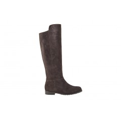 Woman's boot with zipper in dark brown suede heel 2 - Available sizes:  32