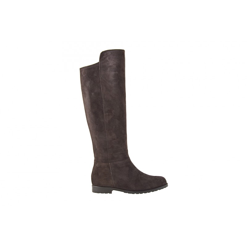 Woman's boot with zipper in dark brown suede heel 2 - Available sizes:  32