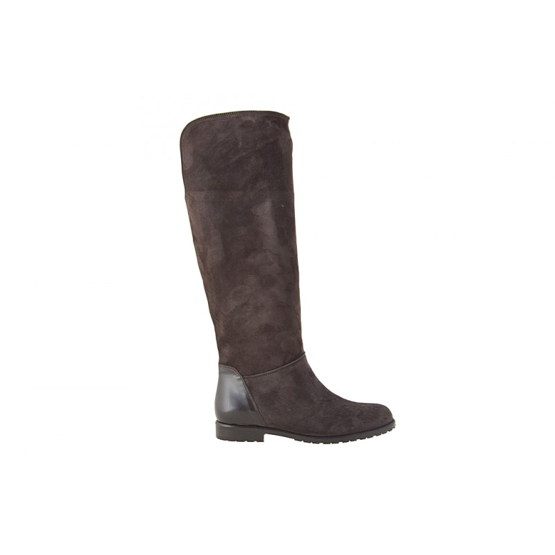 Stiefel mit Reissverschluss aus dunkelbraunem Wildleder und Leder Absatz 2 - Verfügbare Größen:  32