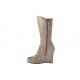 Woman's boot with zipper in taupe suede, patent leather and leather wedge heel 9 - Available sizes:  42