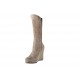 Woman's boot with zipper in taupe suede, patent leather and leather wedge heel 9 - Available sizes:  42