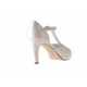 Decolte abierto con plataforma y cinturon Charleston en piel perlada de color marfil - Tallas disponibles:  45, 46
