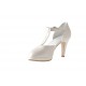 Decolte abierto con plataforma y cinturon Charleston en piel perlada de color marfil - Tallas disponibles:  45, 46