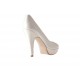Escarpin avc plate-forme en cuir ivoire perlé avec talon 11 - Pointures disponibles:  44, 45