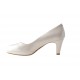 Zapato de salon con plataforma en piel de color marfil perlado tacon 6 - Tallas disponibles:  31, 46