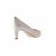 Zapato de salon con plataforma en piel de color marfil perlado tacon 6 - Tallas disponibles:  31, 46