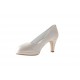 Zapato de salon con plataforma en piel de color marfil perlado tacon 6 - Tallas disponibles:  31, 46