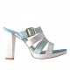 Zapatilla sabot de plataforma en piel colo turquesa y plateado metalizado - Tallas disponibles:  42