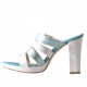 Zapatilla sabot de plataforma en piel colo turquesa y plateado metalizado - Tallas disponibles:  42