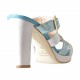 Zapatilla sabot de plataforma en piel colo turquesa y plateado metalizado - Tallas disponibles:  42