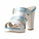 Zapatilla sabot de plataforma en piel colo turquesa y plateado metalizado - Tallas disponibles:  42