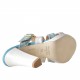 Plateforme mules de bandes en cuir turquoise et argent métallisés - Pointures disponibles:  42