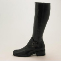 Bota para mujer con cremallera y hebilla en piel negra tacon 3 - Tallas disponibles:  31
