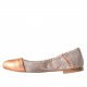 Bailarina para mujer con elastico en gamuza beis y piel imprimida cobre tacon 1 - Tallas disponibles:  32