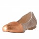 Bailarina para mujer con elastico en gamuza beis y piel imprimida cobre tacon 1 - Tallas disponibles:  32